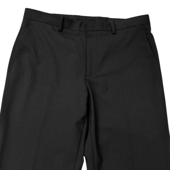 Theory Suit Pants Mens 32x31 Black Flat Front Straight Leg Wool Blend Office - Picture 2 of 12